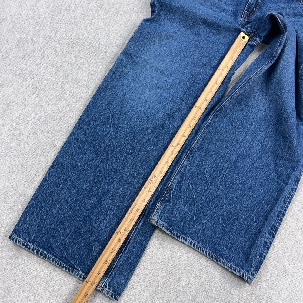 American Eagle Jeans Women 2 Short Low Rise Baggy Wide Leg Boho Med Wash Loose - Picture 8 of 13